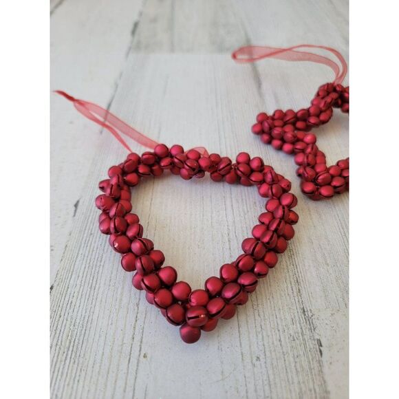 Mini bell wreath heart star red ornament set Xmas decor - Picture 4 of 7